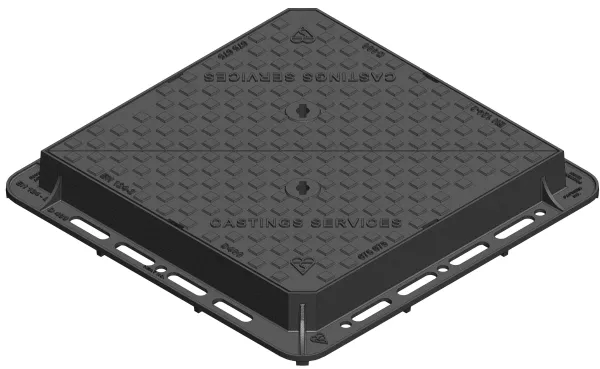 D400 Ductile Iron Cover and Frame 675 x 675 Square 100mm Deep